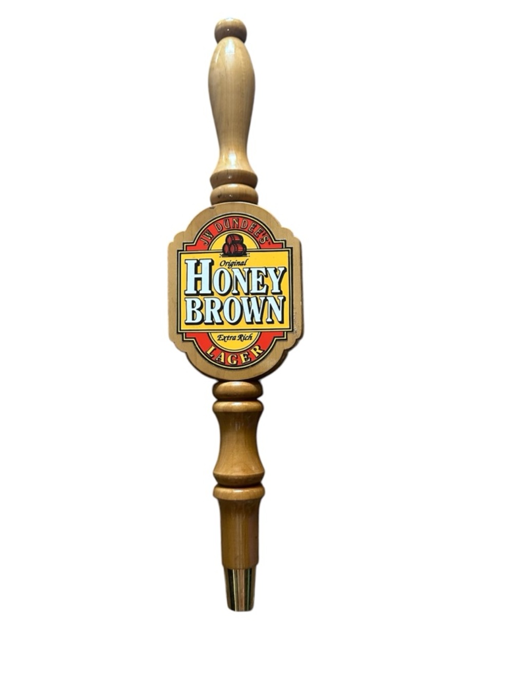 Heavy Duty JW Dundee's Honey Brown Lager Beer Wood Tap Handle 14”